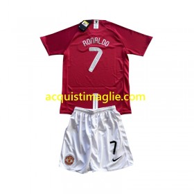 Divisa di Calcio Manchester United Cristiano Ronaldo 7 Champion League 2007 Retro Bambino Prima